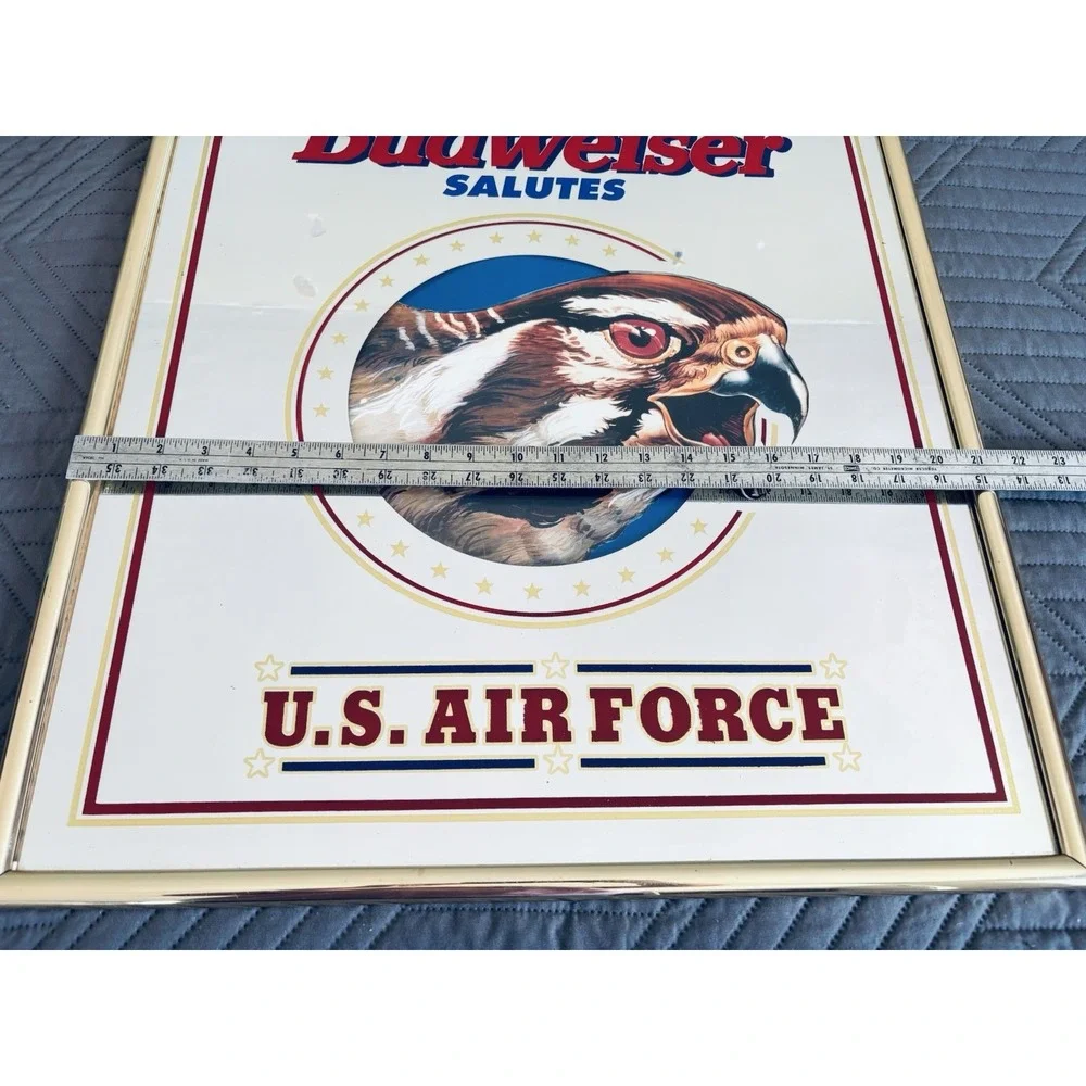 VTG Budweiser Salutes U.S. Air Force Eagle Anheuser-Busch Beer Mirror Sign 1995